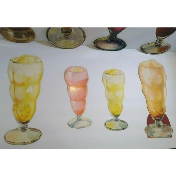 Ice Cream Soda Floats Vintage Diecuts Paper Signs 1950s Pop Shop Diners Lot Of 8 - Picture 5 of 5
